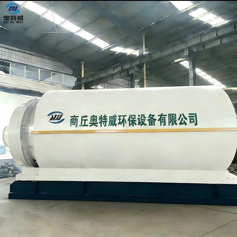Finished waste pyrolysis plant in workshop front view Finished waste pyrolysis plant in workshop front view